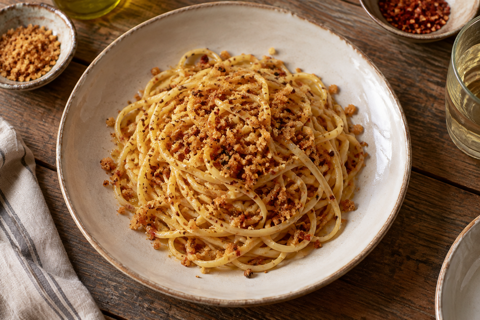 Linguine with Anchovies & Breadcrumbs