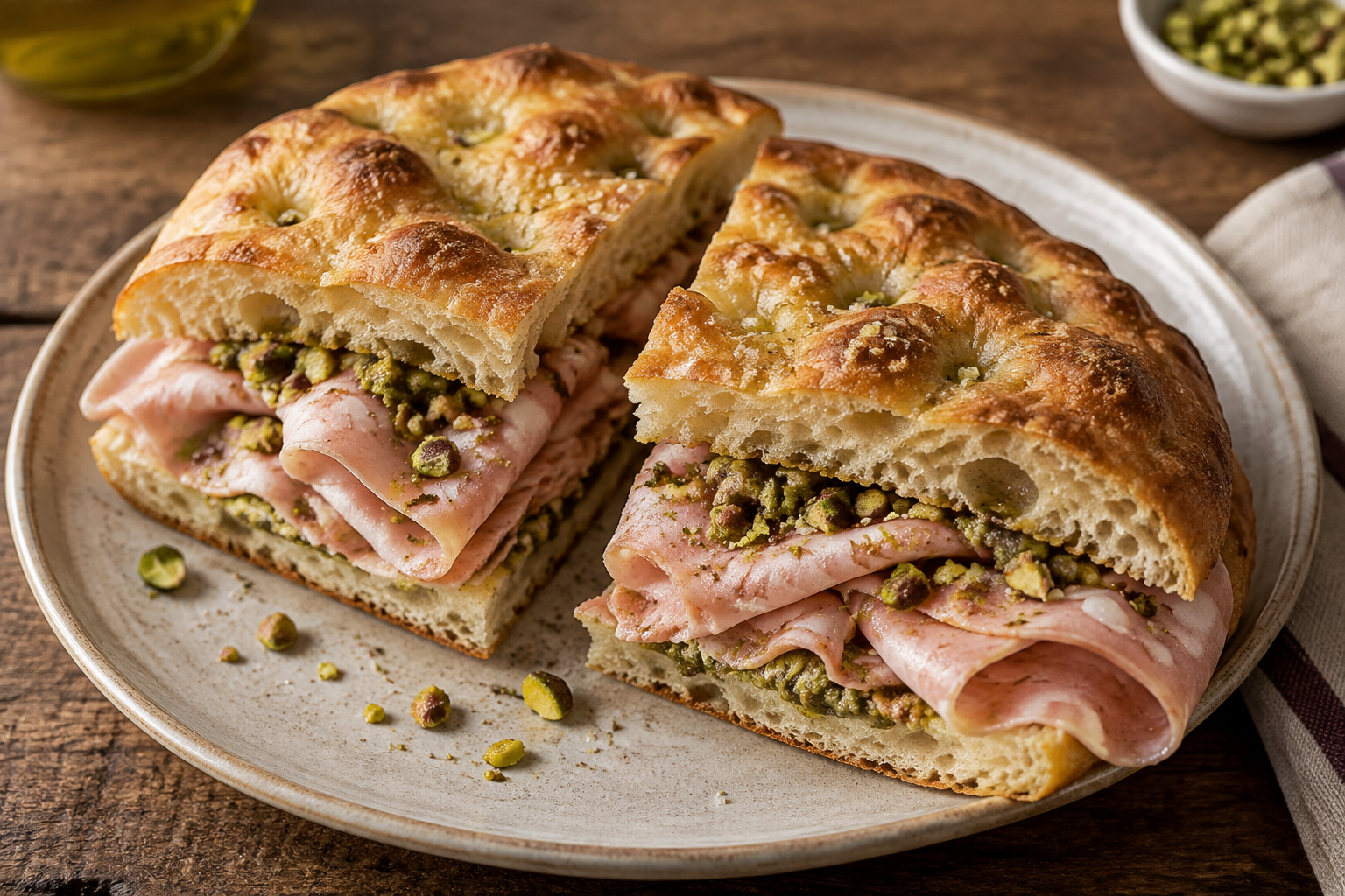Mortadella & Pistachio Focaccia