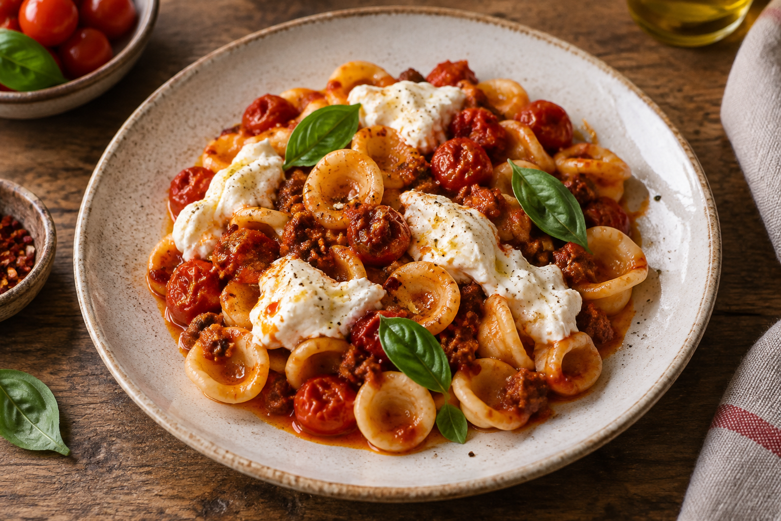 Orecchiette with 'Nduja & Burrata