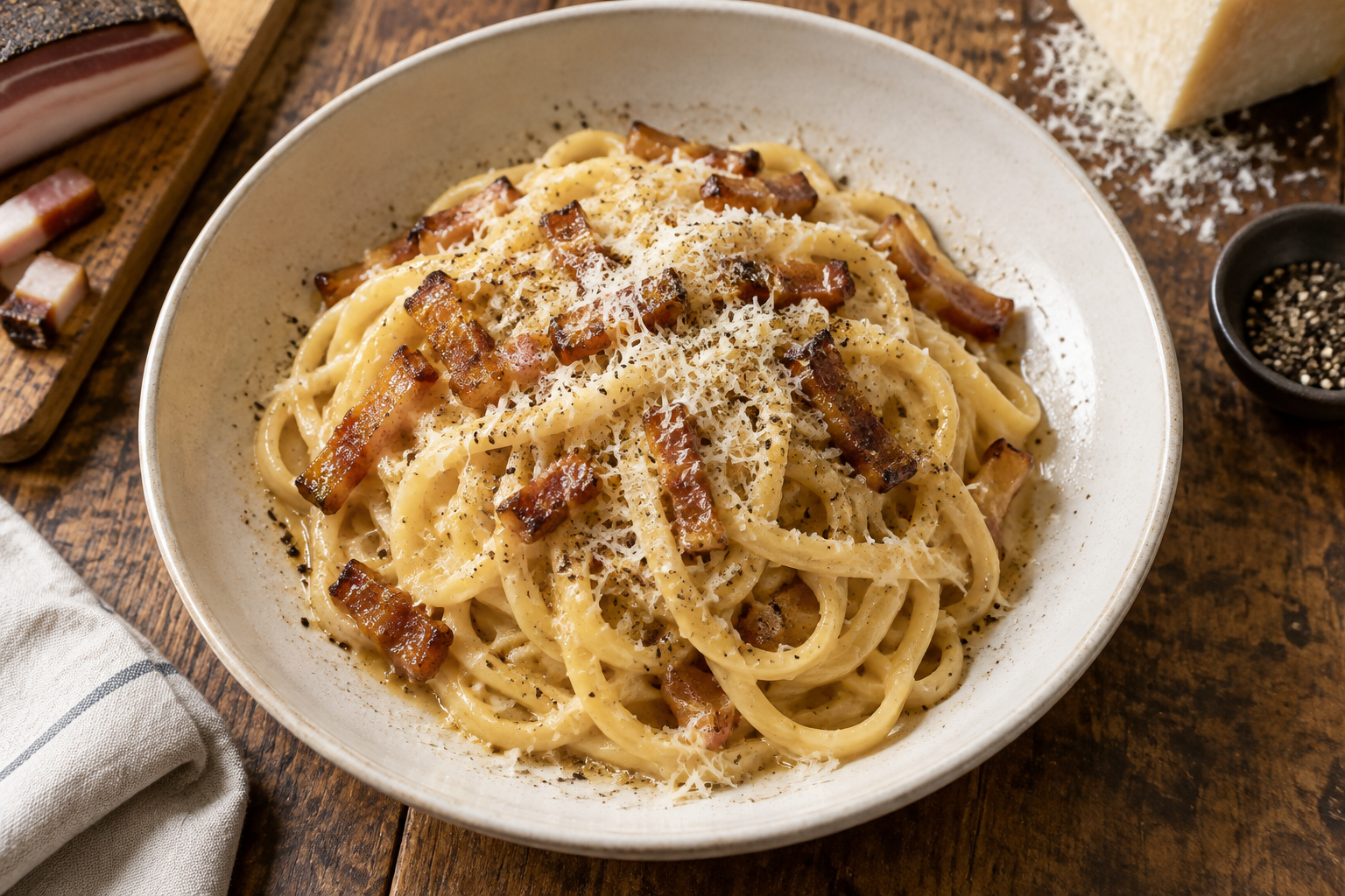 Spaghetti-style Linguine alla Carbonara